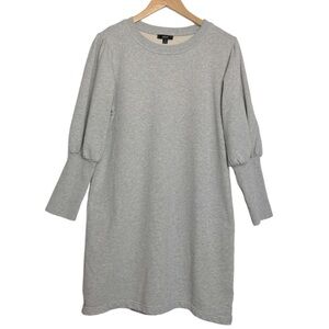 J.Crew Cotton Terry Puff-Sleeve Sweatshirt Dress Gray Small